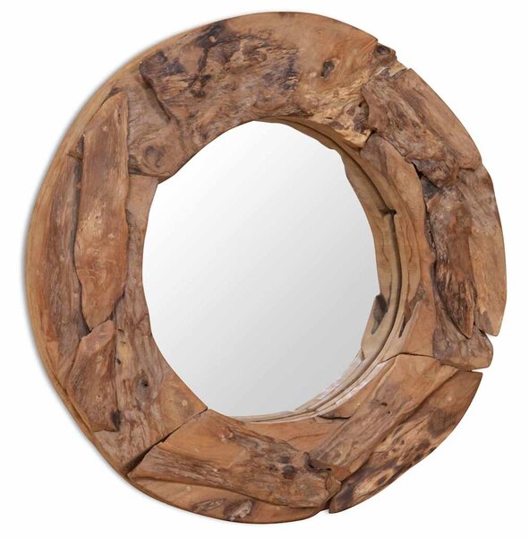 Dekorativní zrcadlo teak 60 cm kulaté 244560