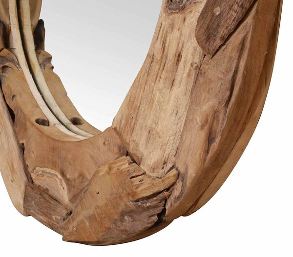 Dekorativní zrcadlo teak 60 cm kulaté 244560