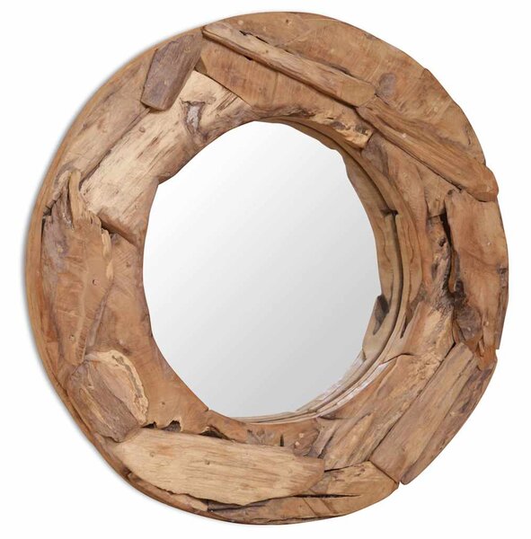Dekorativní zrcadlo teak 60 cm kulaté 244560