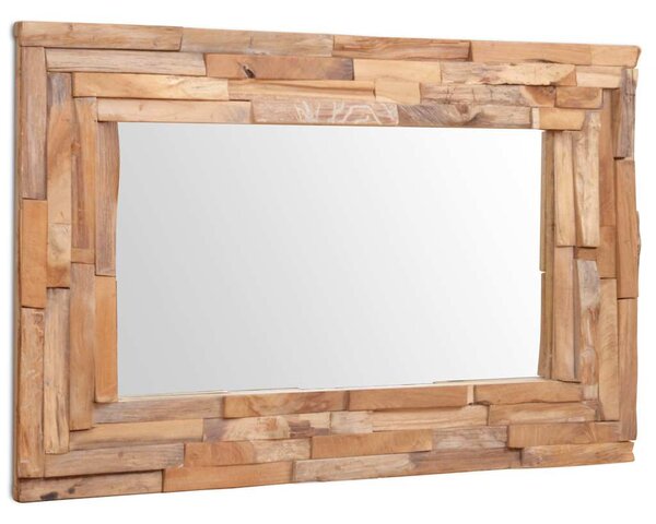 Dekorativní zrcadlo teak 90 x 60 cm obdélníkové 244563