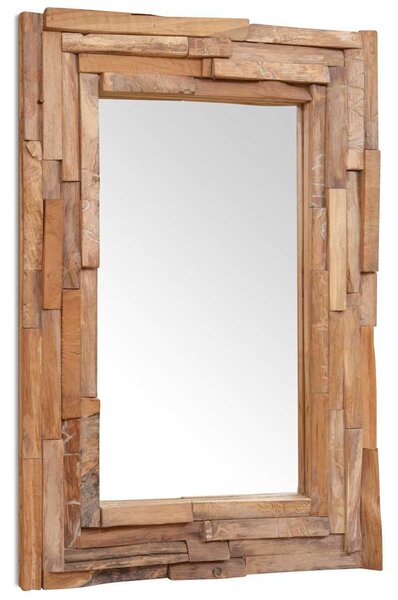 Dekorativní zrcadlo teak 90 x 60 cm obdélníkové 244563