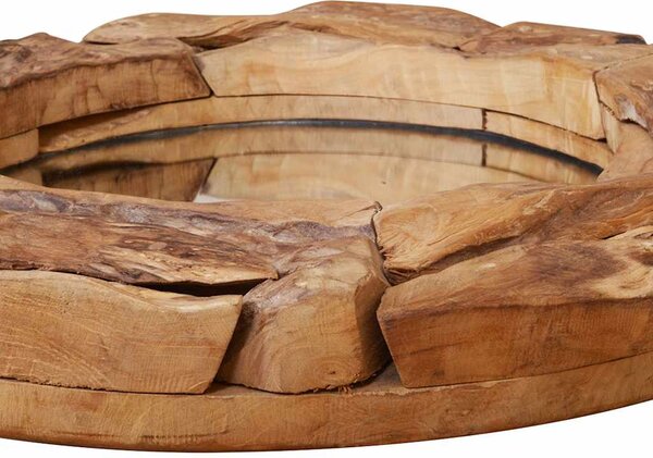 Dekorativní zrcadlo, kulaté, teak, 80 cm 244561