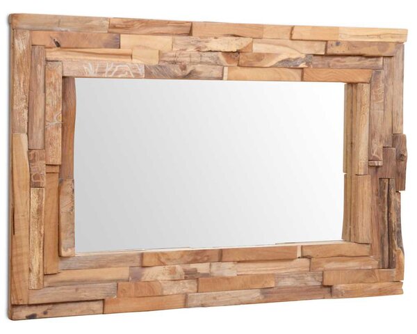 Dekorativní zrcadlo teak 90 x 60 cm obdélníkové 244563
