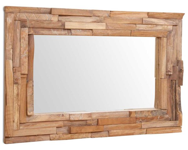 Dekorativní zrcadlo teak 90 x 60 cm obdélníkové 244563