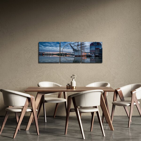 Obraz plachetnice (s hodinami) (90x30 cm)
