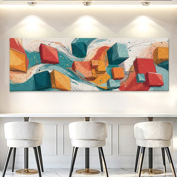 Obraz na plátně - Synchronní krychle FeelHappy.cz Velikost obrazu (šířka x výška): 60 x 20 cm