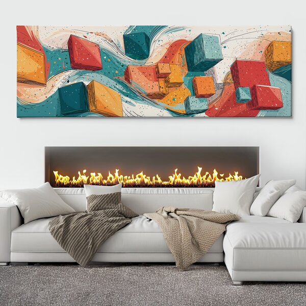 Obraz na plátně - Synchronní krychle FeelHappy.cz Velikost obrazu (šířka x výška): 60 x 20 cm