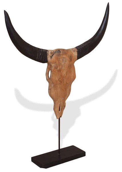 Socha býčí lebky z teakového dřeva 66x15x88 cm 244566