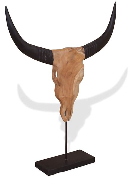 Socha býčí lebky z teakového dřeva 66x15x88 cm 244566