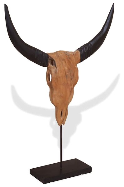 Socha býčí lebky z teakového dřeva 66x15x88 cm 244566