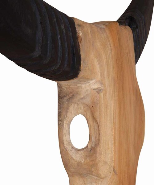 Socha býčí lebky z teakového dřeva 66x15x88 cm 244566