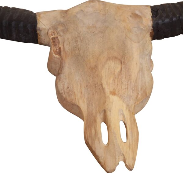 Nástěnná plastika býčí lebky, teak, 69x6x60 cm 244567