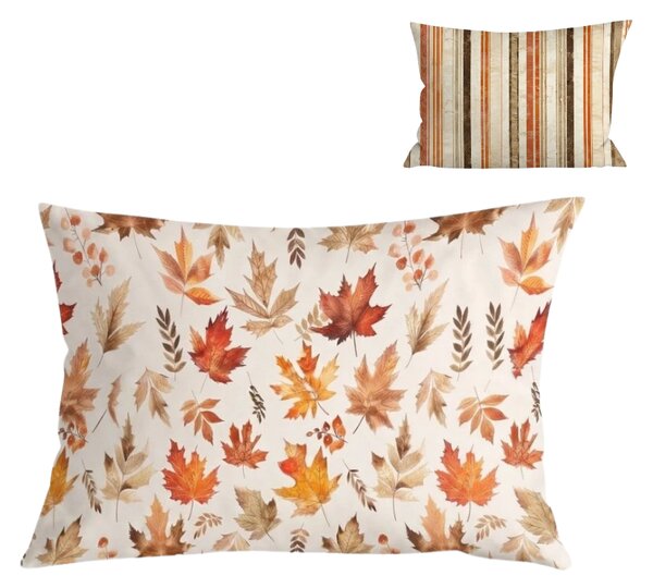 Flanelový povlak na polštář LEAVES & STRIPES 50x70 cm, barevný