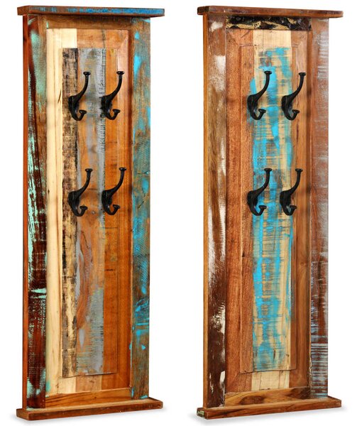 Věšák na kabáty 2 ks masivní recyklované dřevo 38 x 100 cm 244588