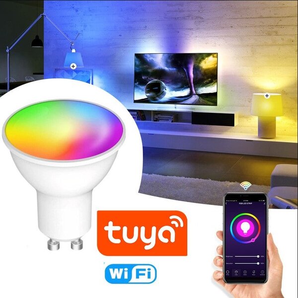 Bílá LED žárovka GU10 5 W, CCT, teplá bílá, úhel 120°, Ø 50 mm