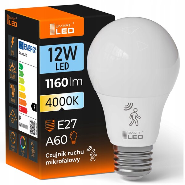 Bílá LED žárovka E27 12 W – neutrální bílá, 1160 lm, úhel 360°