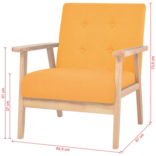 Křeslo žluté textil 244657