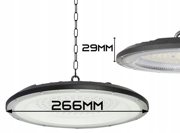 Průmyslové LED svítidlo High Bay 100 W, 10000 lm, neutrální bílá, IP65, Ø 266 mm