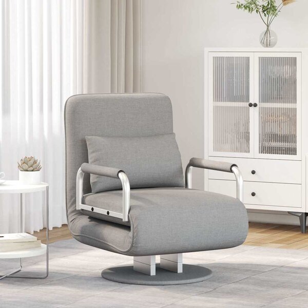 Otočné křeslo rozkládací světle šedé textil 244666