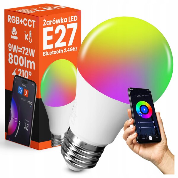 LED žárovka E27 9 W, CCT, 800 lm, úhel 120°, 60 × 110 mm