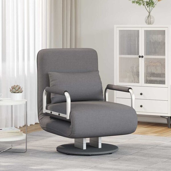 Otočné křeslo rozkládací tmavě šedé textil 244667