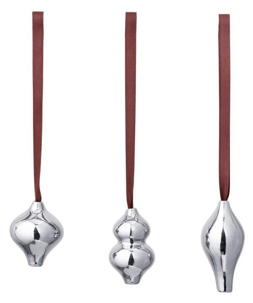 Ferm Living Vánoční ozdoby Komo Ornaments set 3ks, silver