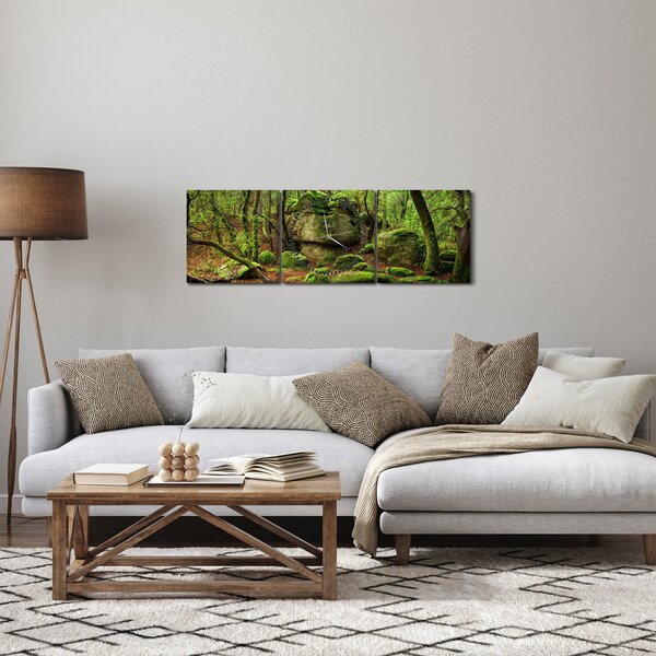 Obraz kouzelného lesa (s hodinami) (90x30 cm)
