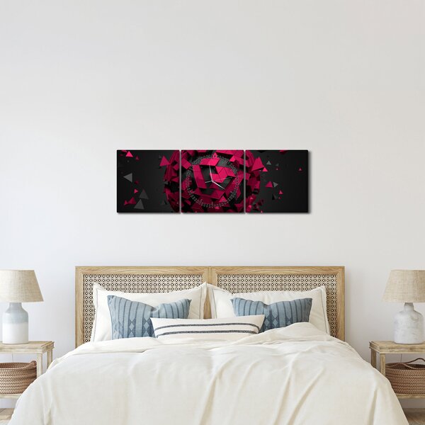 Obraz 3D abstrakce (s hodinami) (90x30 cm)