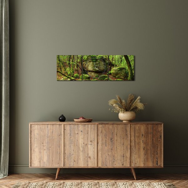 Obraz kouzelného lesa (s hodinami) (90x30 cm)
