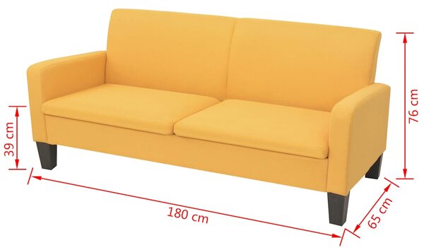 3místná pohovka 180 x 65 x 76 cm žlutá 244713