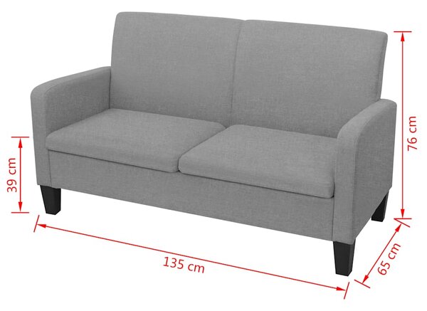 Dvousedačka, 135x65x76 cm, světle šedá 244708