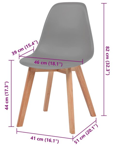 Jídelní židle 6 ks šedé plast 244776
