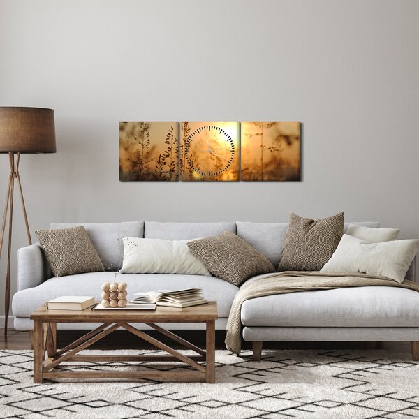 Obraz východu slunce (s hodinami) (90x30 cm)