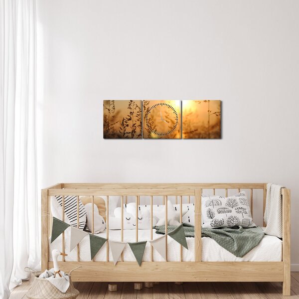 Obraz východu slunce (s hodinami) (90x30 cm)