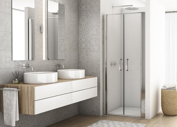 Ronal DIVERA D22T2 dvoukřídlé sprchové dveře 70 cm Šířka: 700 mm, Profil: Aluchrom, Sklo: Hladké čiré
