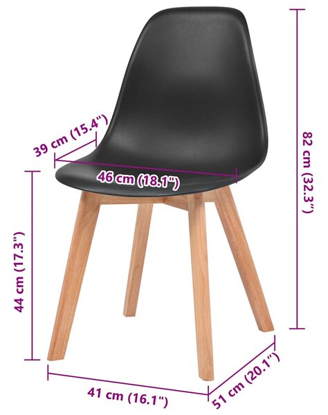 Jídelní židle 4 ks černé plast 244778