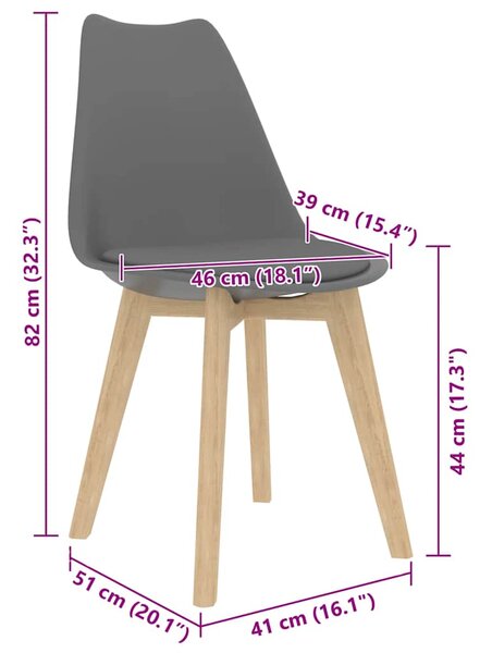 Jídelní židle 4 ks šedé plast 244786