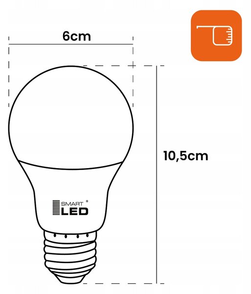 LED žárovka E27 230 V, 10 W, 920 lm, 6500 K – studená bílá, 10,5 × 6 cm