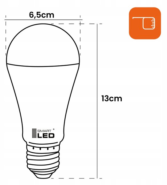 LED žárovka E27 230 V, 17 W, 1700 lm, 3000 K – teplá bílá, 13 × 6,5 cm