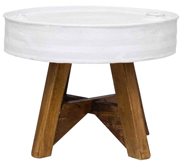 Konferenční stolek masivní recyklované dřevo bílý 60 x 45 cm 244820