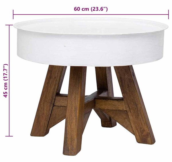 Konferenční stolek masivní recyklované dřevo bílý 60 x 45 cm 244820