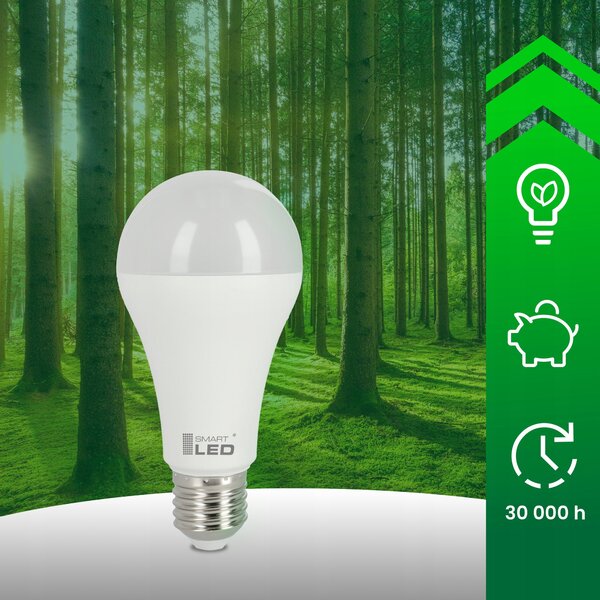 LED žárovka E27 230 V, 17 W, 1700 lm, 3000 K – teplá bílá, 13 × 6,5 cm