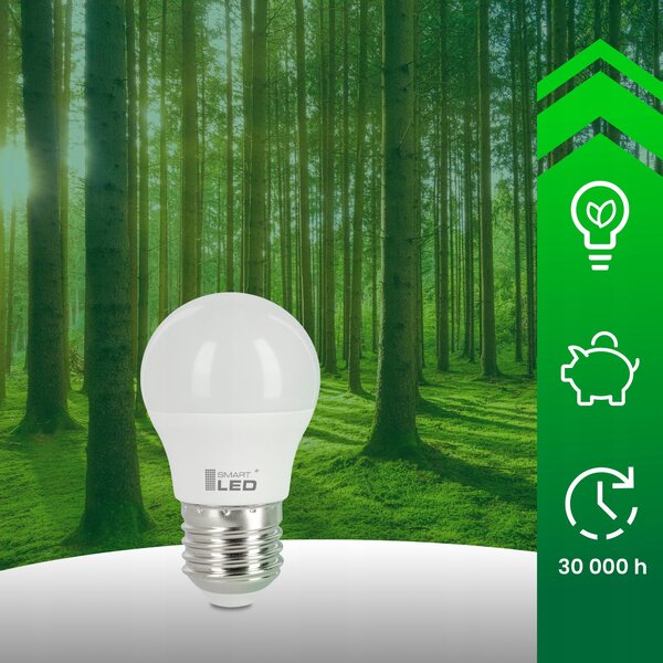 LED žárovka E27 5 W, 450 lm, 6500 K – studená bílá, stmívatelné, Ø 45 mm