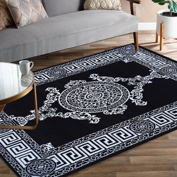 Makro Abra Moderní kusový koberec Soho 11 Klasický černý bílý Rozměr: 80x150 cm