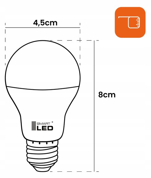 LED žárovka E27 5 W, 450 lm, 6500 K – studená bílá, stmívatelné, Ø 45 mm
