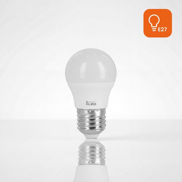 LED žárovka E27 5 W, 450 lm, 6500 K – studená bílá, stmívatelné, Ø 45 mm