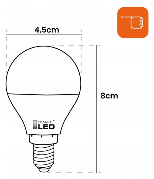 LED žárovka E14 230 V, 3 W, 270 lm, 3000 K – teplá bílá, stmívatelné, Ø 45 mm