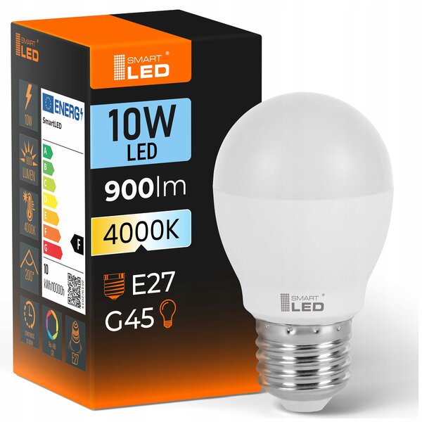 LED žárovka E27 10 W, 900 lm, 4000 K – neutrální bílá, stmívatelné, Ø 45 mm