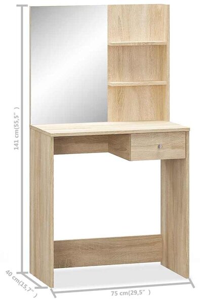 Toaletní stolek kompozitní dřevo 75 x 40 x 141 cm dub 244862
