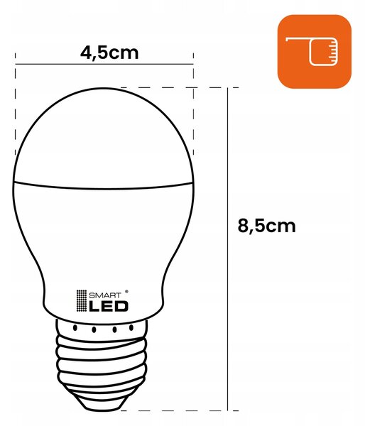 LED žárovka E27 10 W, 900 lm, 6000 K – studená bílá, stmívatelné, Ø 45 mm